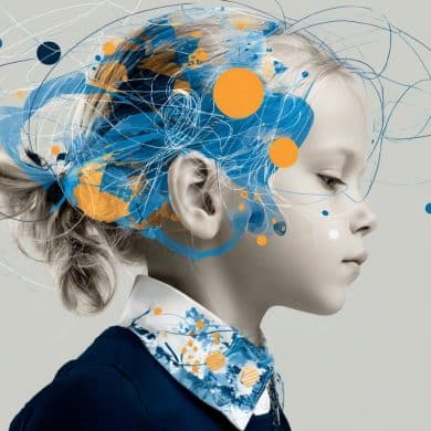This shows a young girl's head and brain waves.