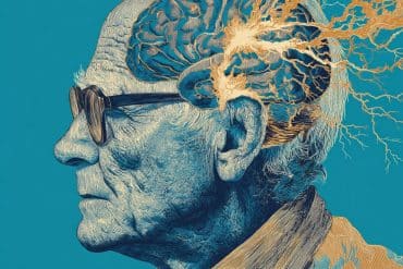 This shows an older man and a brain.