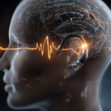 This shows a head and soundwaves.