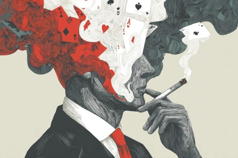 This shows a fuzzy head and a cigarette.