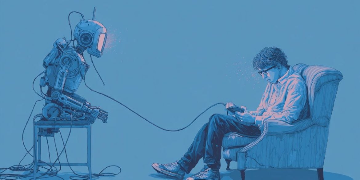 This shows a person and a robot.