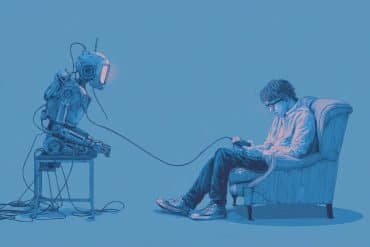 This shows a person and a robot.