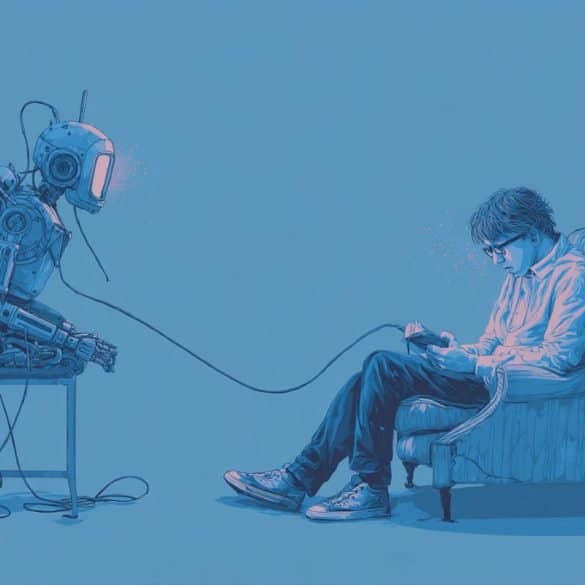 This shows a person and a robot.