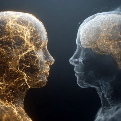 This shows the outline of two heads.