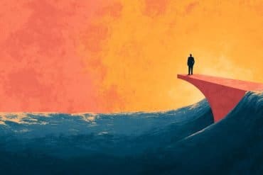 This shows a person looking over an ocean.