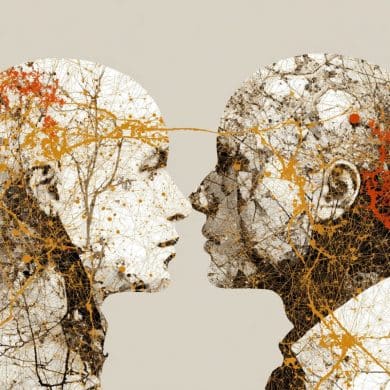 This shows two people looking at eachother.