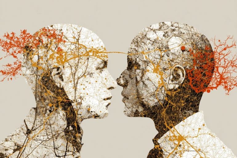 This shows two people looking at eachother.