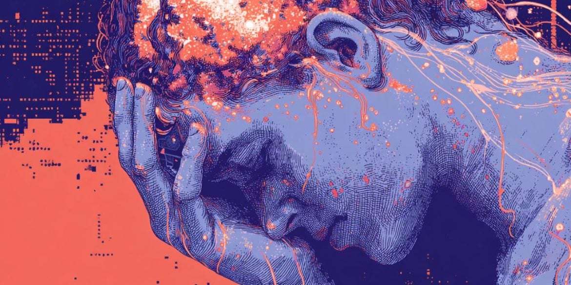 This shows a depressed person holding their head.