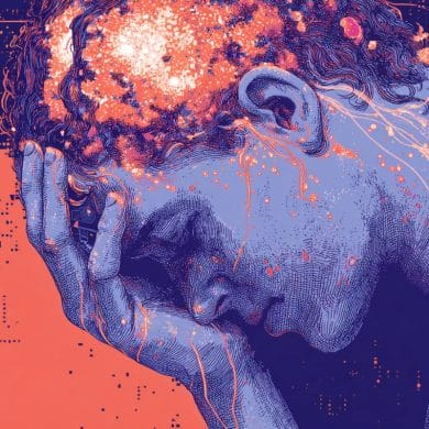 This shows a depressed person holding their head.