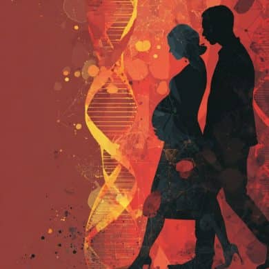 This shows a pregnant woman and DNA.