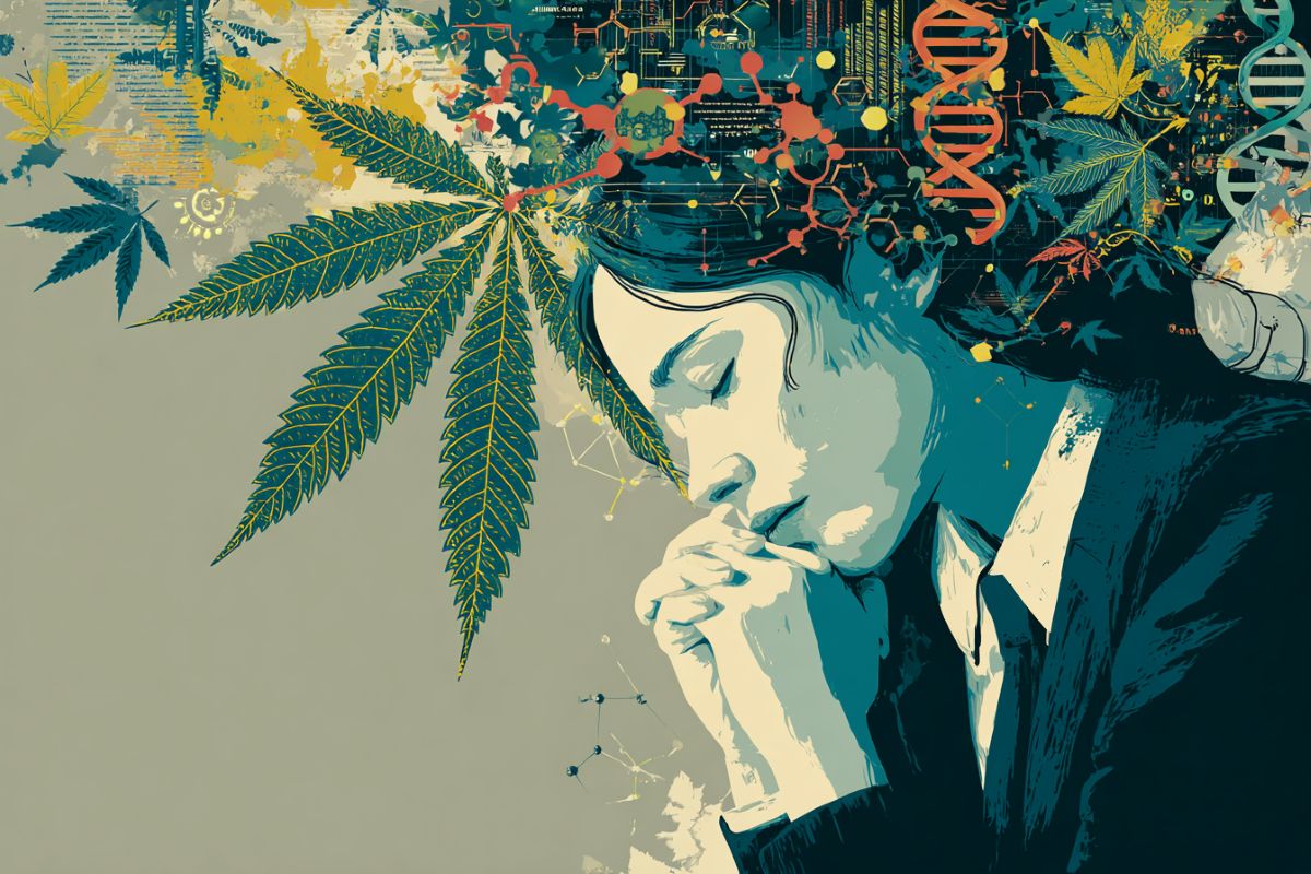 This shows a woman, leaves and DNA.