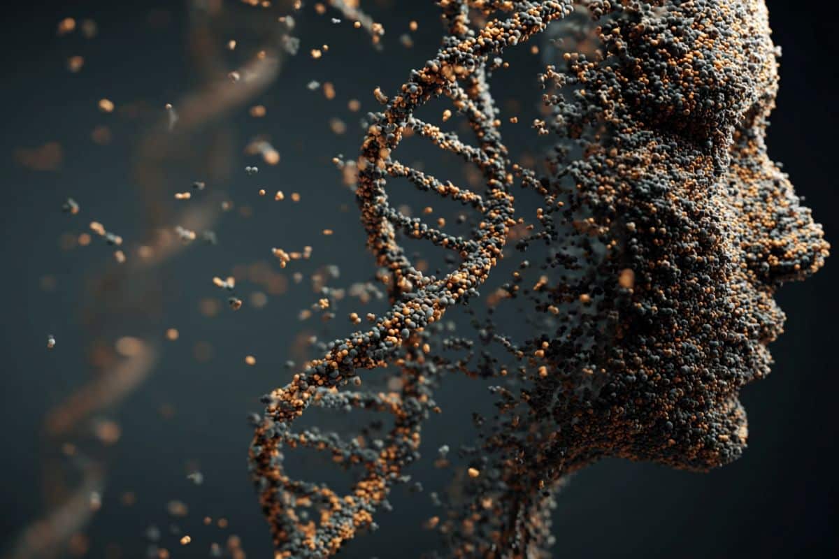 This shows a woman and DNA.