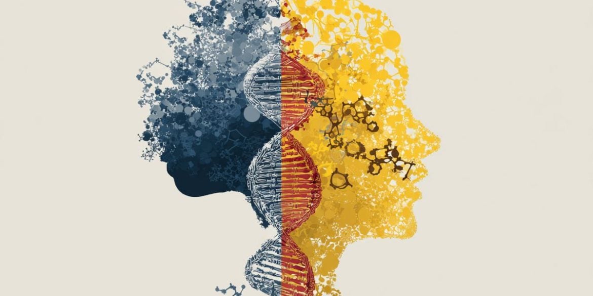 This shows the outline of a head and DNA.