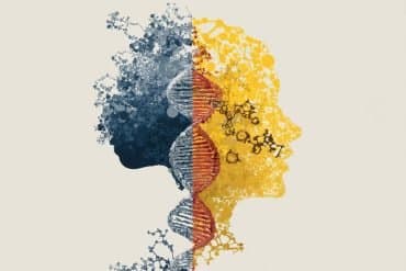 This shows the outline of a head and DNA.