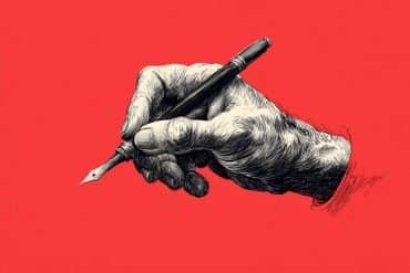 This shows a right hand holding a pen.