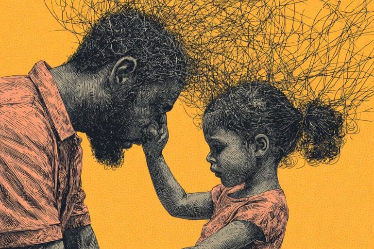 This shows a girl and her dad.