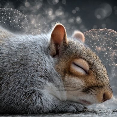 This shows a sleeping squirrel and a brain.