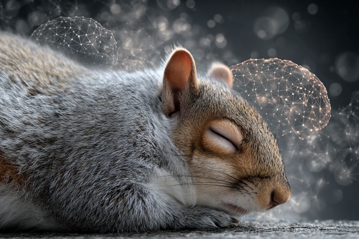This shows a sleeping squirrel and a brain.