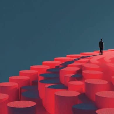 This shows a person walking on blocks.