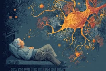 This shows an older woman sleeping and microglia.