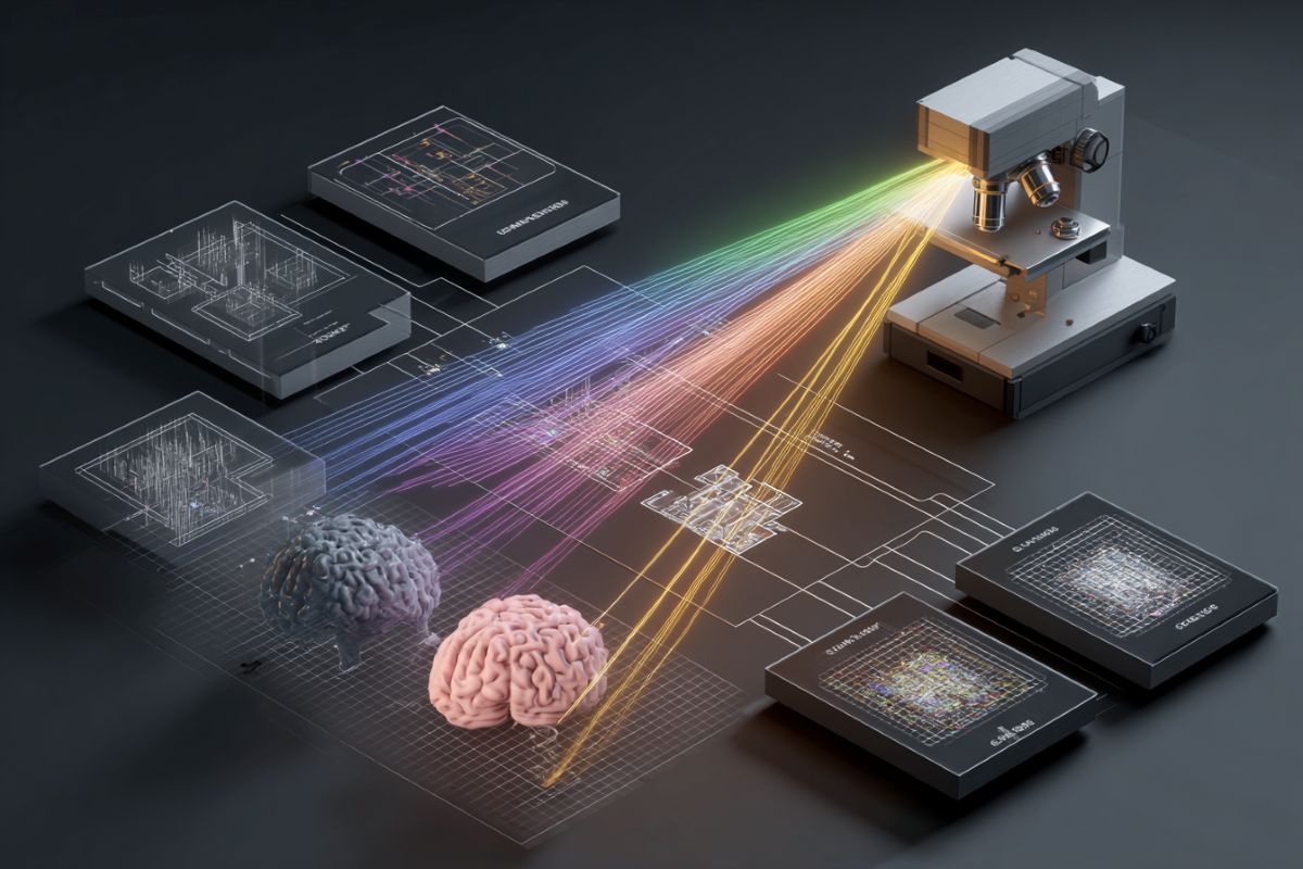 This shows a microscope and brains.
