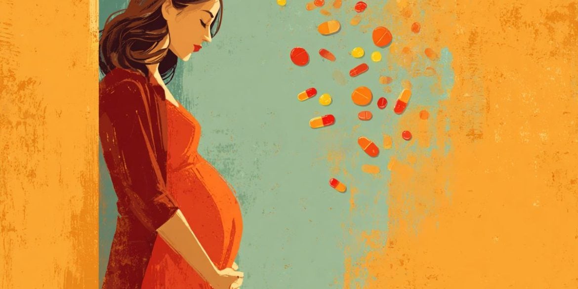 This shows a pregnant woman and pills.