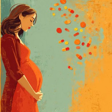 This shows a pregnant woman and pills.