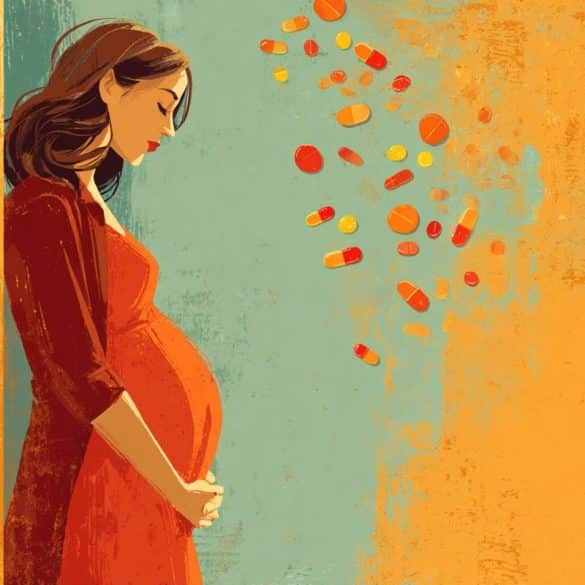 This shows a pregnant woman and pills.