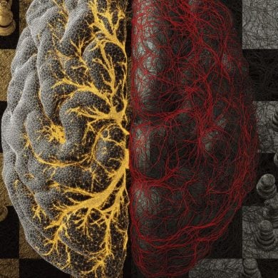 This shows a brain on a chessboard.