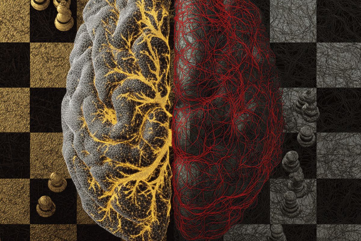 This shows a brain on a chessboard.