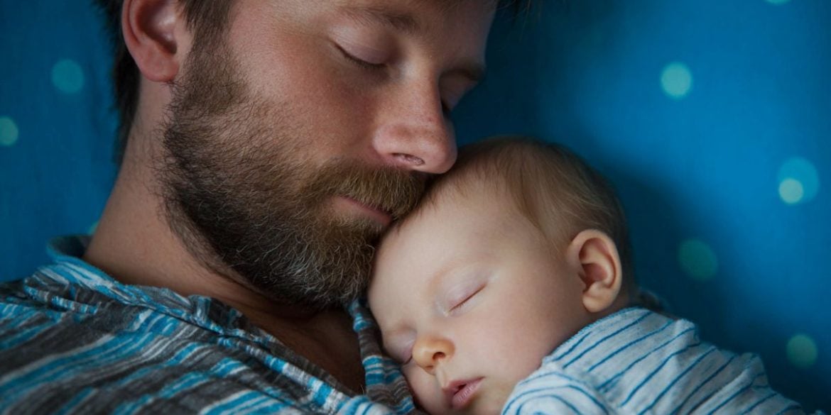 This shows a dad and baby.