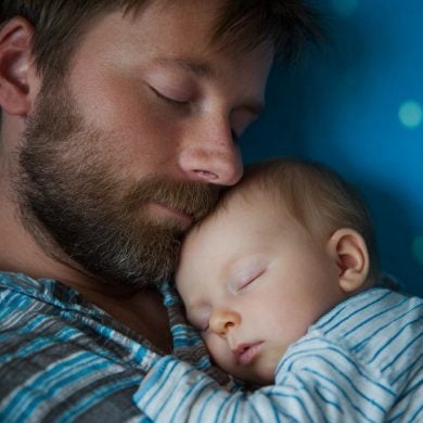 This shows a dad and baby.