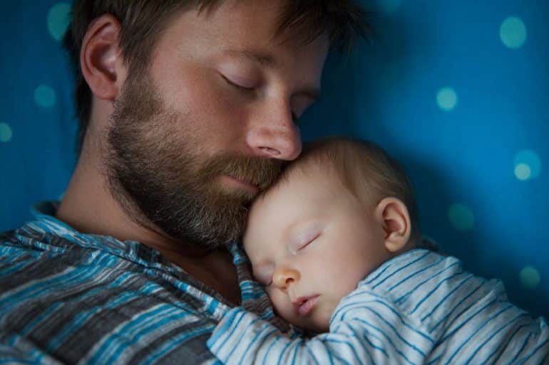 This shows a dad and baby.