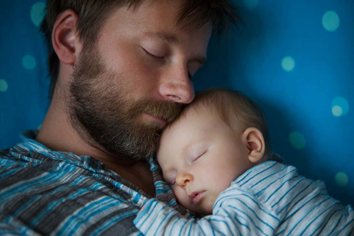 This shows a dad and baby.