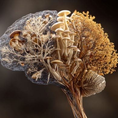 This shows a brain made of mushrooms.