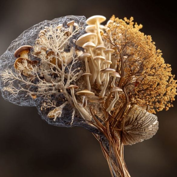 This shows a brain made of mushrooms.