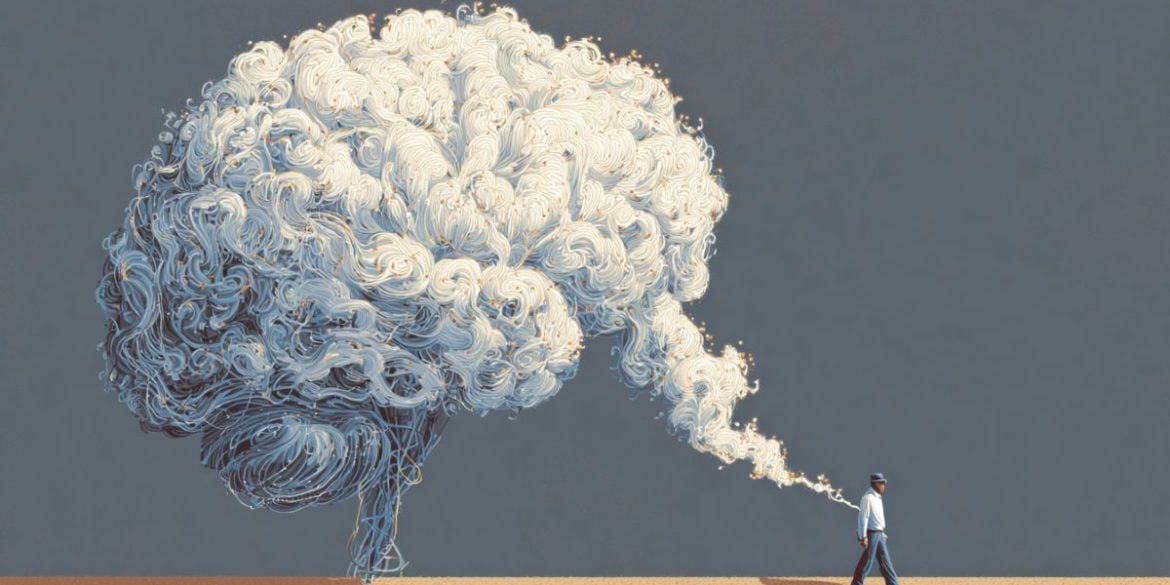 This shows a brain made of smoke.