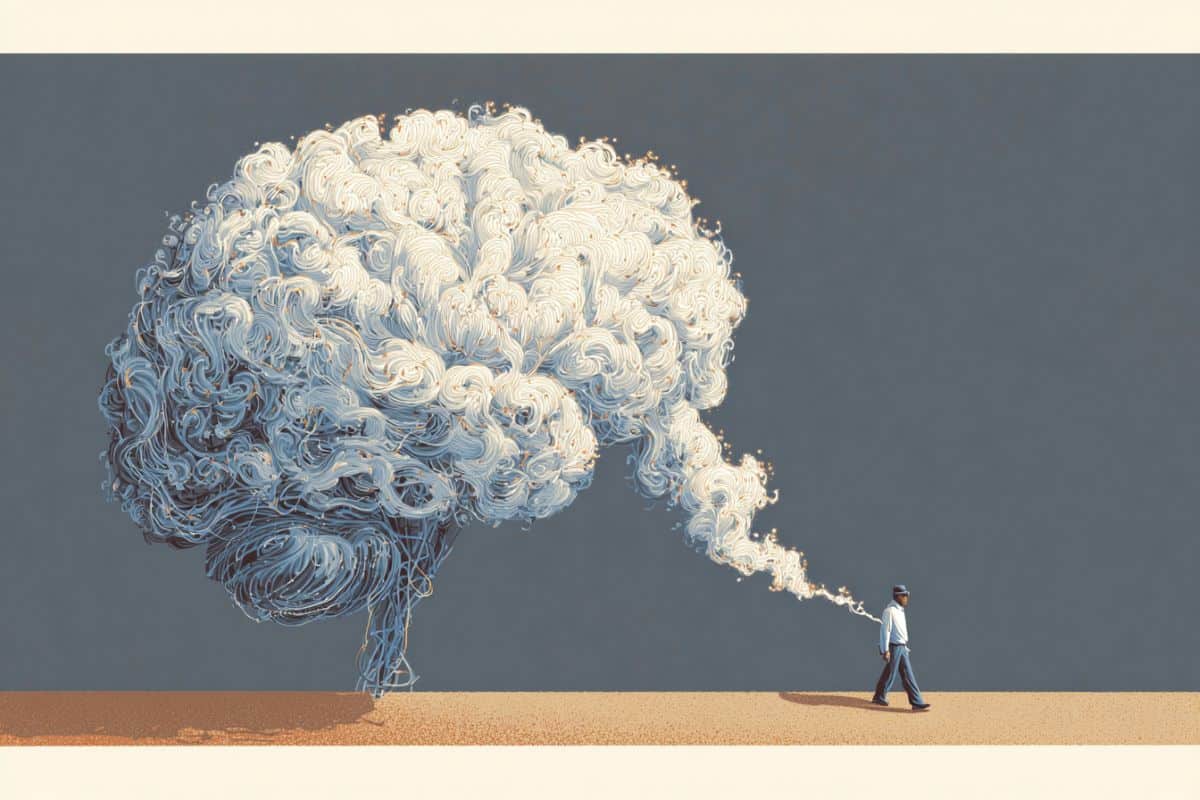 This shows a brain made of smoke.