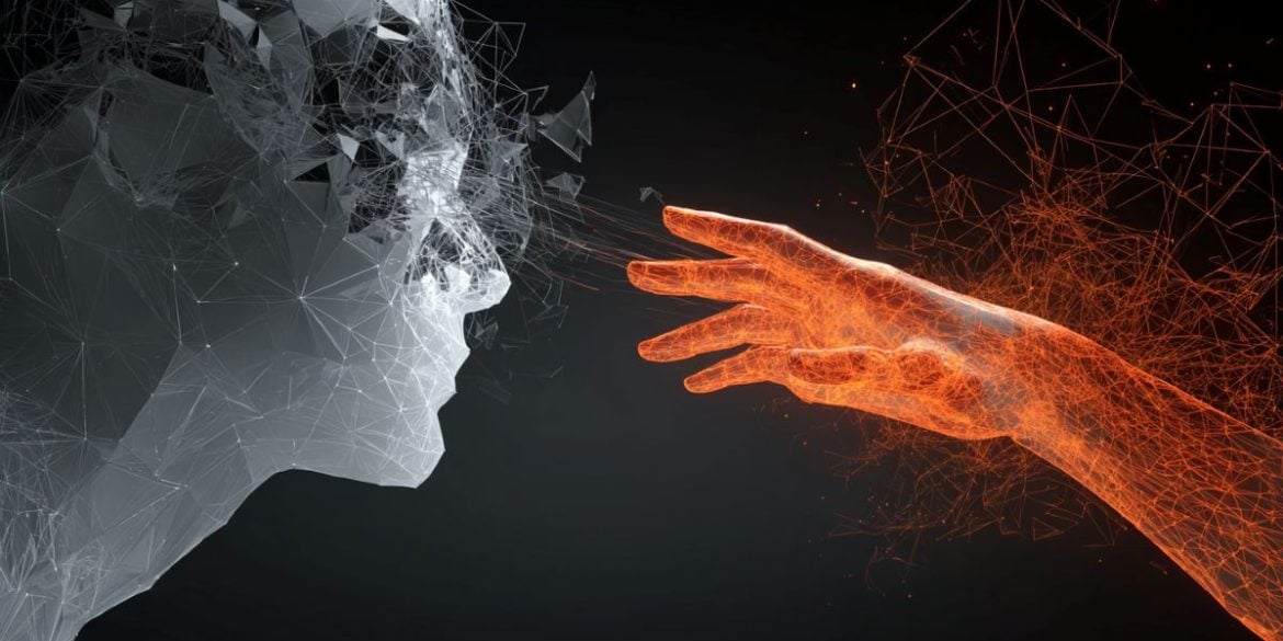 This shows a red hand touching a face.
