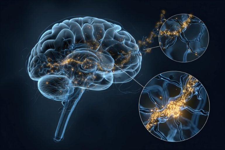 This shows a brain and neurons.