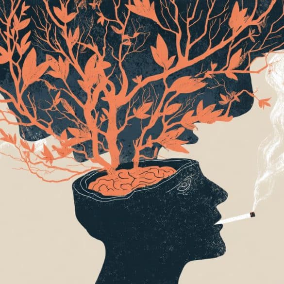 This shows a head and a cigarette.