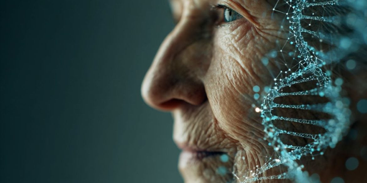 This shows an older man and DNA.