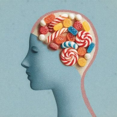 This shows a head made of candy.