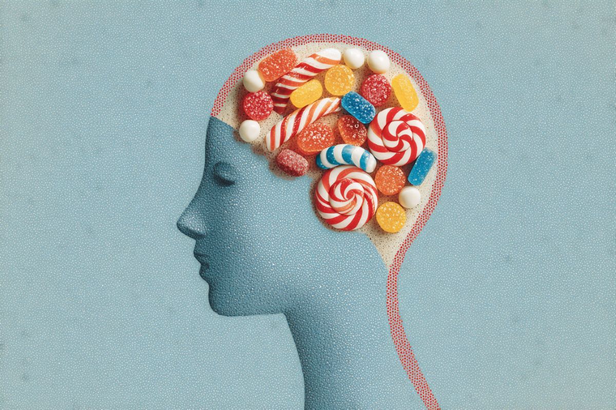 This shows a head made of candy.