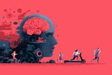 This shows a head, a brain, and people engaging in physical activities.