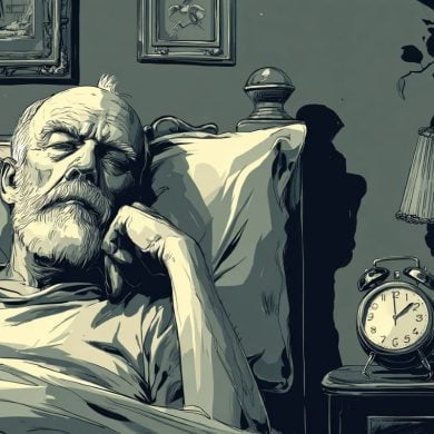 This shows an older person sleeping.
