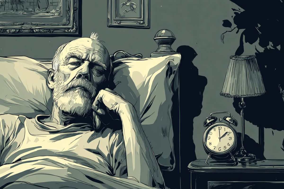 This shows an older person sleeping.