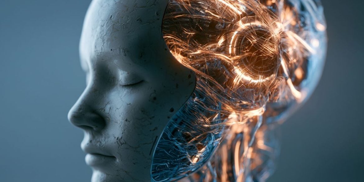This shows a robotic head.