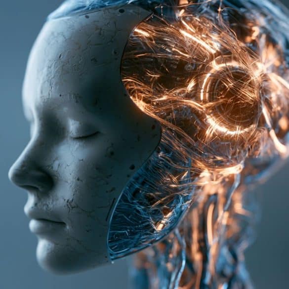 This shows a robotic head.