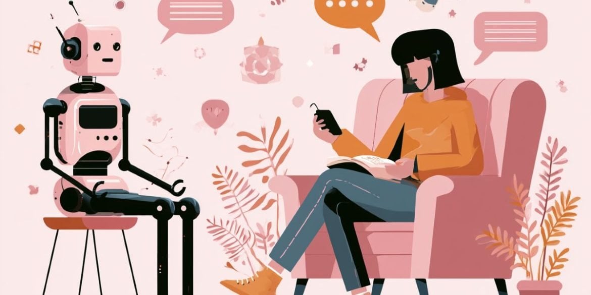 This shows a robot and a teen on a cell phone.
